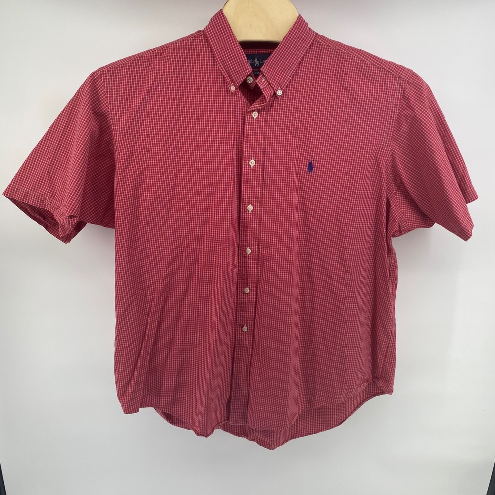 Ralph Lauren XXL Red Check Short Sleeve Button Down Shirt Classic Fit Mens - Picture 2 of 7